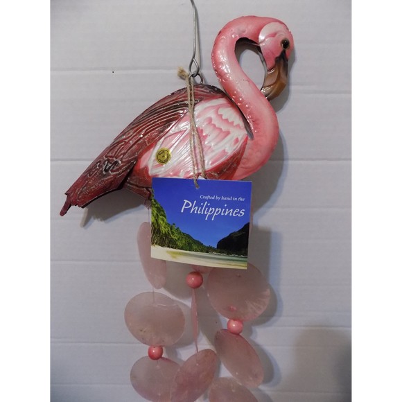NEW Metal Flamingo Wind Chimes Figurine Philippines Home Decor Florida Souvenir - Picture 4 of 8
